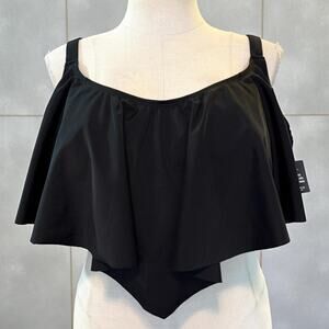 New‎ Torrid Plus Size 5 (5X 28) Wireless Black Padded Flounce Bikini Swim Top